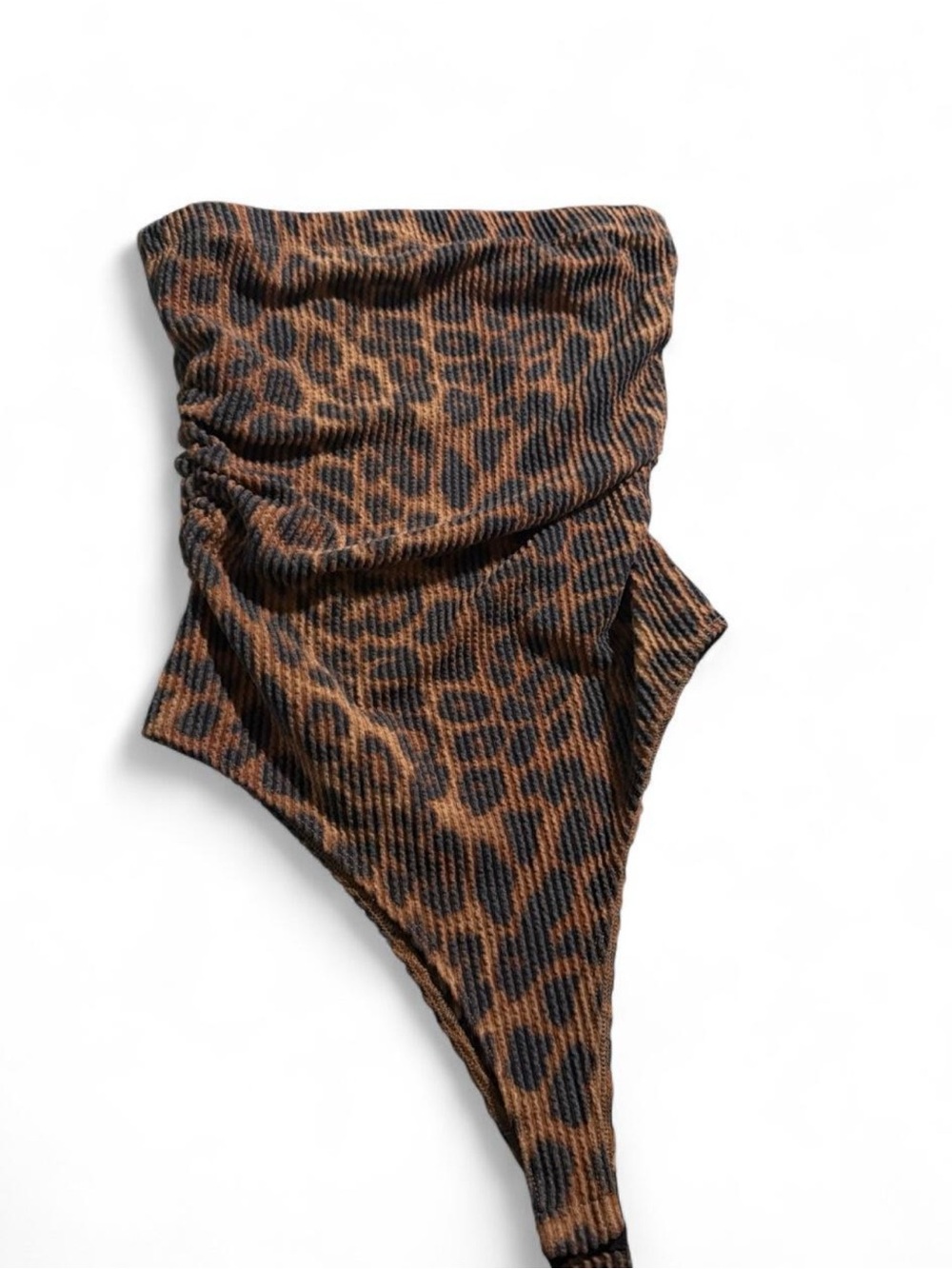 Fashion Nova Leopard Print Brown & Black Ribbed Bodysuit